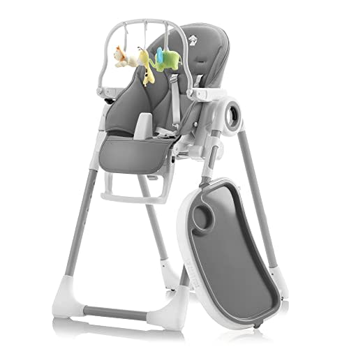 Baby High Chair Adjustable to 7 Different Heights - Foldable High Chairs for Babies and Toddlers - Silla para Comer de Bebe - Dark Grey
