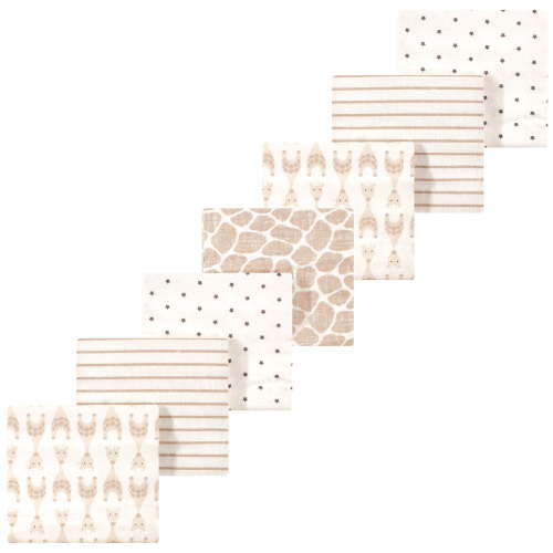 Luvable Friends Hudson Baby Flannel Receiving Blankets 7pk, Beige Giraffe