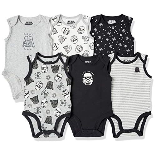 Amazon Essentials Disney | Marvel | Star Wars Unisex Babies' Sleeveless Bodysuits, Pack of 6