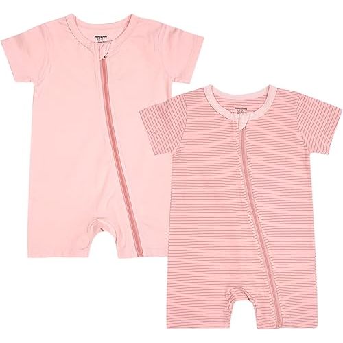 Girls 2 Pack Pajamas Cotton Short Sleeve Zipper Romper Jumpsuits Sleep and Play 3-24 Months …
