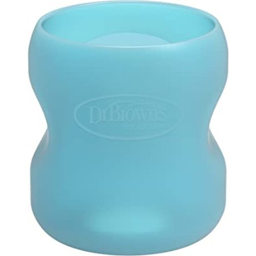 Dr. Brown's Natural Flow Options+ Glass Baby Bottle Sleeves,100% Silicone,5 oz,Wide-Neck,Blue