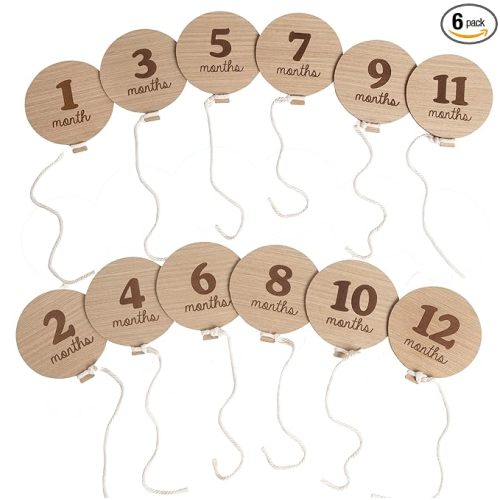 Kate & Milo Baby Monthly Milestone Marker Discs, Reversible Props, Growth and Pregnancy Photo-Sharing Cards, 1-12 Months, Gender-Neutral Gift, Birthday Balloons