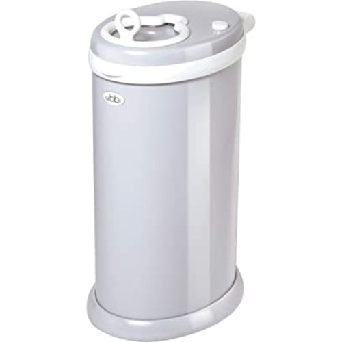 Ubbi Steel Diaper Pail, Odor Locking, No Special Bag Required, Award-Winning, Registry Must-Have, Gray