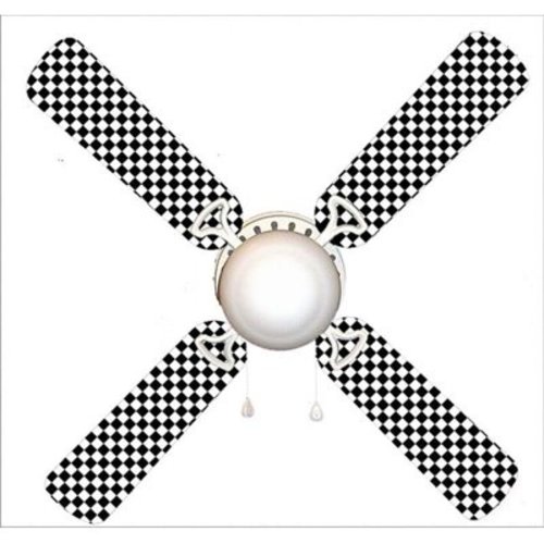 888 Cool Fans F42-0001013 42 in. Checkered Flag Race Car 4-Blades Ceiling Fan with Schoolhouse Lamp