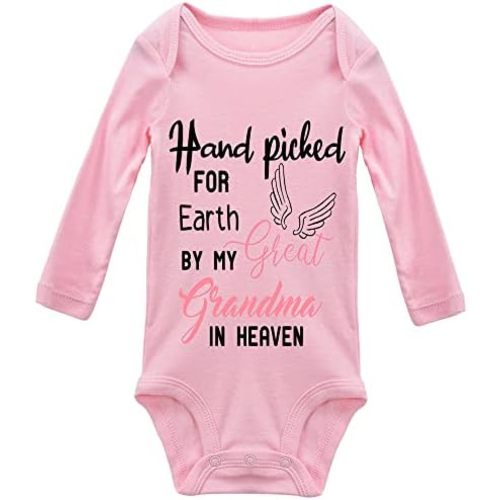 Hand Picked for Earth by My Great Grandma in Heaven Baby Bodysuit Long Sleeve Infant Clothes