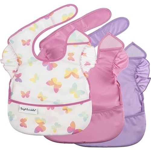 Tiny Twinkle Mess-Proof Baby Bib - Waterproof Bib for Baby Boy or Girl - PFAS, PVC, BPA, Phthalate Free - Baby Food Bibs