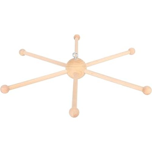 Wooden Mobile Frame Kit, Spherical Six Legs Wooden Mobile Hanger Baby Crib Hanger Frame for Bed Bell Wind Chime Toy DIY Decoration