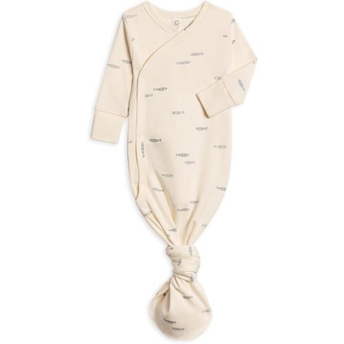 Colored Organics Baby Organic Cotton Newborn Knotted Gown - Infant Tie Gown with Mitten Cuffs - Boys and Girls Clothing