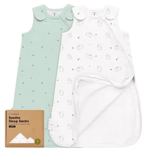 2-Pack Organic Baby Sleep Sacks, 100% Cotton - Soft & Breathable 0.5TOG Baby Wearable Blanket, Toddler Sleeping Sack 0-6 Months, Easy to Wear Transitional Swaddles for Newborns (Bunnies, S)