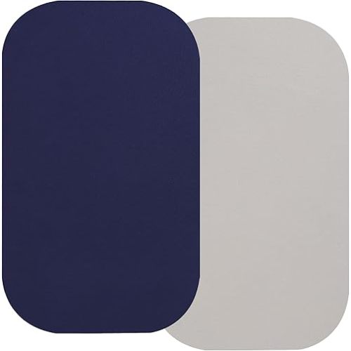 100% Organic Cotton Bassinet Sheets 21"x 24" Compatiable with Graco Pack ‘n-Play Dome LX Bassinet, 2 Pack Jersey Knit Fitted Sheet for Baby Boy and Girl, Navy and Fog Grey