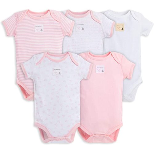 Burt's Bees Baby Unisex Baby Bodysuits, 5-Pack Short & Long Sleeve One-Pieces, 100% Organic Cotton - 0-3 Months - Blossom Prints