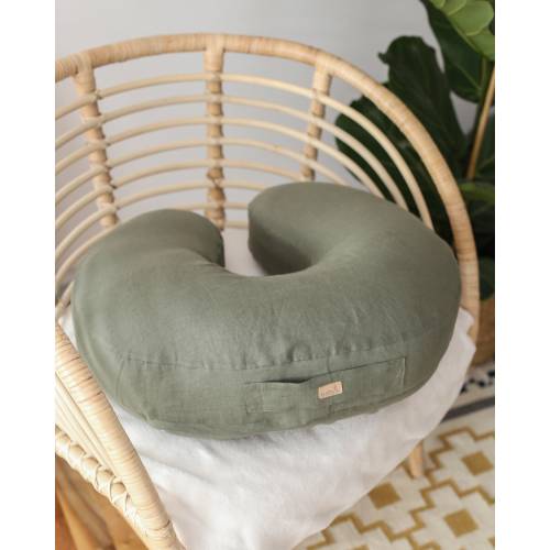 Forest green/ khaki breastfeeding pillow- for mother and baby. Nursing pillow with cover washed cotton