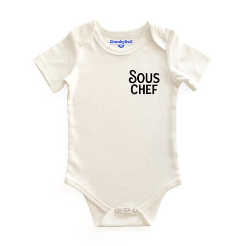 Chunky Deli Sous Chef Cotton Short Sleeve Bodysuit | Snack Lover & Chef Gift, Gender Neutral Infant Jumper, Foodie Baby Pregnancy Announcement, Housewarming