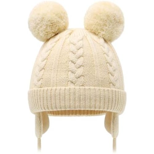 Duoyeree Toddler Winter Hat with Earflap Scarf Hood Thick Warm Kids Skull Cap for Baby Girls Boys