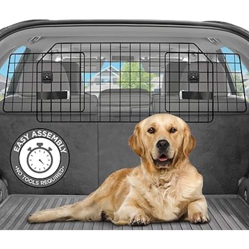 Pawple Dog Car Barrier for SUV's, Cars, Vehicles, & Trucks, Adjustable Large Pet Divider, Heavy-Duty Wire Mesh- Universal Fit