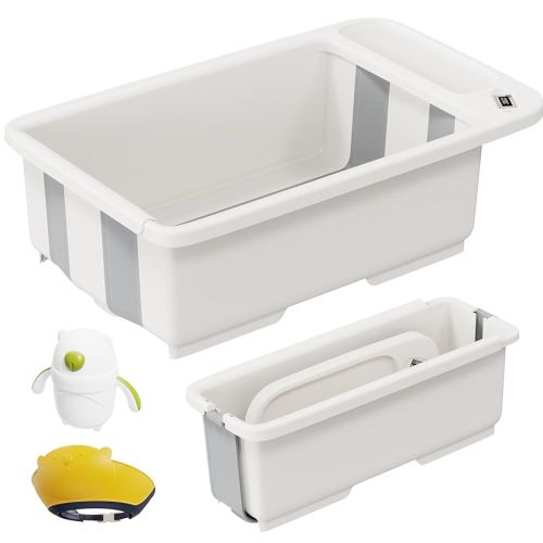 Collapsible Baby Bathtub with Smart Temperature Display, Portable Travel Bathtub, Ideal for 0-36 Months Infants (Grey)