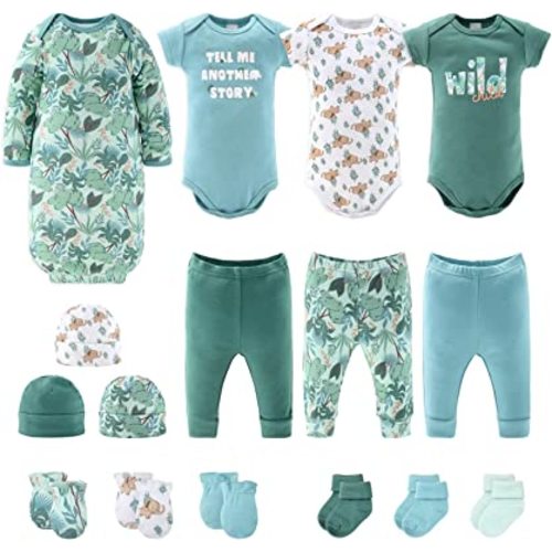The Peanutshell Newborn Clothes & Accessories Gift Set -16 Piece Layette Set - Wild Jungle - Fits Newborn to 3 Months