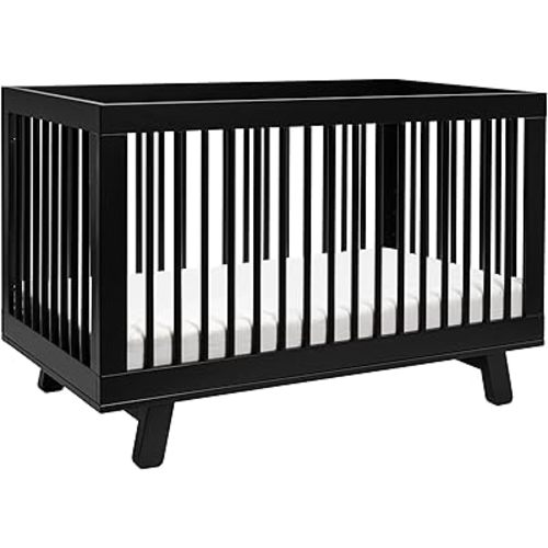 Babyletto Hudson 3-in-1 Convertible Baby Crib - GREENGUARD Gold Certified Convertible Crib to Toddler Bed & Daybed - Wooden Baby Bed with 4 Adjustable Mattress Heights - Easy to Assemble - Black