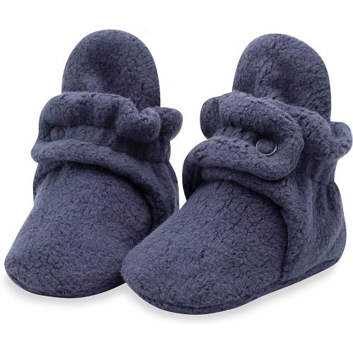 Zutano Unisex Fleece Baby Booties, Soft Sole and Non Slip | Stay On Slipper Socks for Infant/Toddler, Girls, Boys 3-24 Months
