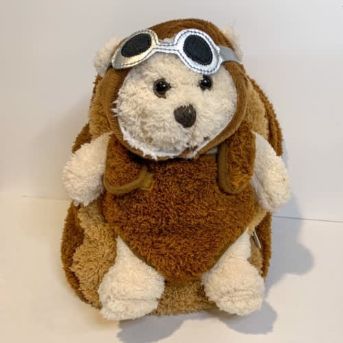 Brown Aviator Bear Backpack for Toddlers