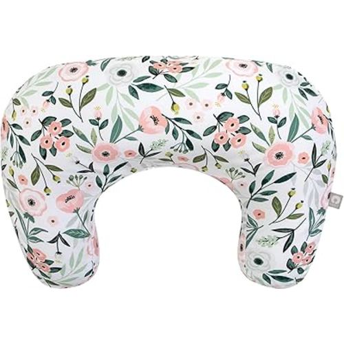 Boppy Nursing Pillow - Ergonomic Bottle & Breastfeeding Pillow with High, Firm, Large Area, Water-Repellent Cushion with Washable Cover; Baby Safety Alliance Verified - Pink Garden Flowers