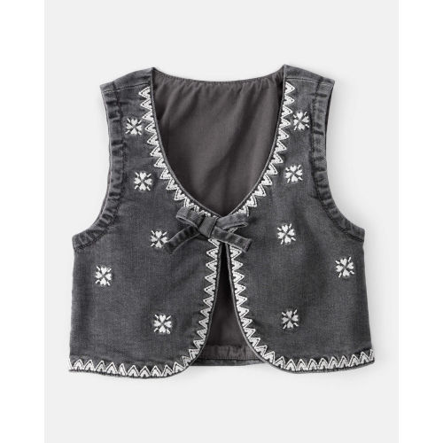 Baby Girl Western Denim Sleeveless Vest - Grey - OshKosh | Carter's
