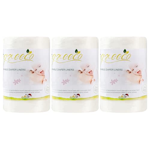 wegreeco Cloth Diaper Liners - Unscented Diaper Liners, Fragance Free Cloth Diaper Liners - 100 Sheets Per Roll (3 Roll)