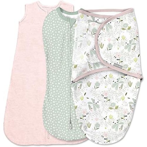 SwaddleMe by Ingenuity Swaddle, Compression Pod, & Sleep Sack Set, Gift Set, 0-3 Months, 3-Pack - Peekaboo Panda
