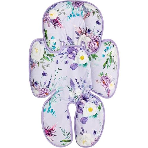 Infant Car Seat Insert, 2 in 1 Car Seat Head Support Baby Girls, Super Soft Newborn Carseat Insert Cushion for Stroller, Bouncer, Purple Floral