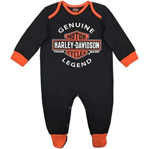 Harley-Davidson Baby Boys' Interlock B&S Footed Coveralls, Black 3050911