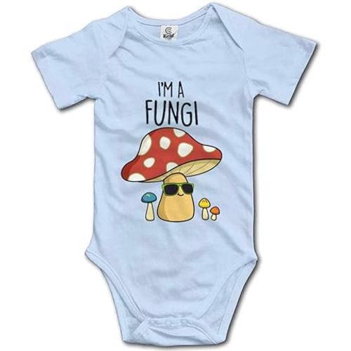 I'm A Fungi Mushroom Cute Bodysuit Infant Rompers Unisex Baby Short Sleeve Onesie - D-blue - 3 Months