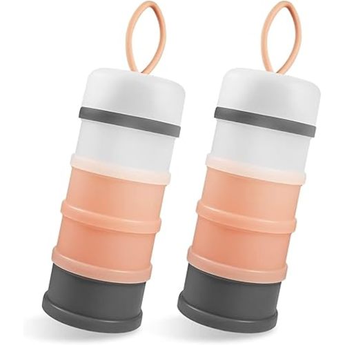 2 Pack Baby Formula Dispenser on The Go, Portable Formula Container to Go, Non-Spill Stackable BPA Free Baby & Kids Snack Containers - Pink