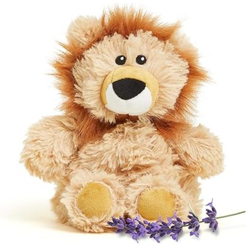 warmies Junior Microwavable & Weighted Stuffed Animals, Lion - Heated Stuffed Animal Plushie for Warmth & Comfort - Cute Soft Plush Toys for Adults & Children (Boys, Girls, Babies & Toddlers)