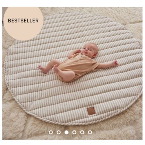 Natural Stripe Linen Baby Play Mat