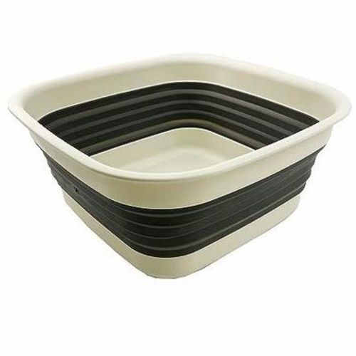 SAMMART 8L (2.1 Gallon) Collapsible Tub - Foldable Dish Tub, Grey/Washed Black