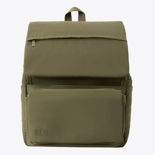 BÉIS 'The Ultimate Diaper Backpack' in Olive - Green Backpack Diaper Bag