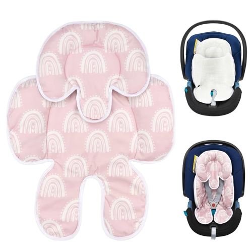 SERAPHY Infant Car Seat Insert, 2-in-1 Detachable Mesh Baby Carseat Head & Body Support, Universal Soft Baby Car Seat Cushion, Multi-Functional Full Body Support Newborn to Toddler — Rainbow