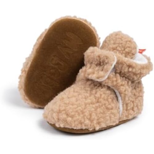 CENCIRILY Baby Unisex Booties Warm Fleece Winter Stay On Infant Slipper Socks Boys Girls Soft Non Slip Sole Newborn First Walkers Ankle Crib Shoes
