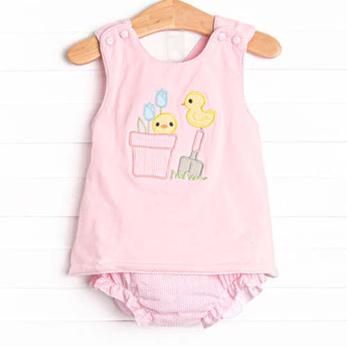 Garden Chick Applique Diaper Set, Pink – Stitchy Fish