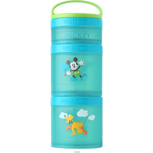 Whiskware Disney Stackable Snack Containers for Kids and Toddlers, 3 Stackable Snack Cups for School and Travel, Mickey and Pluto
