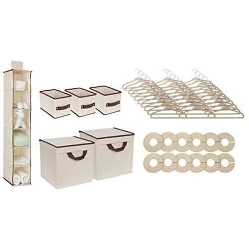 Delta Children Nursery Storage 48 Piece Set - Easy Storage/Organization Solution - Keeps Bedroom, Nursery & Closet Clean, Beige