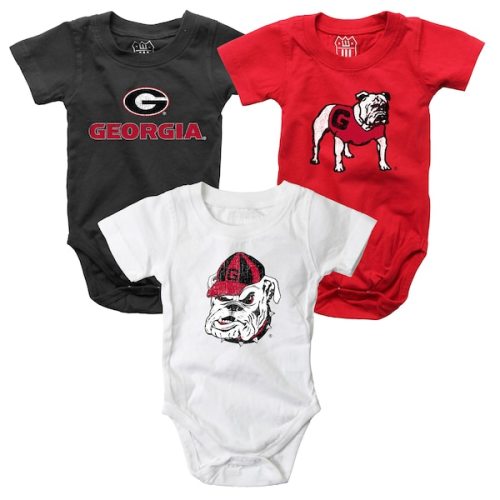 Georgia Bulldogs Wes & Willy Infant Three-Pack Bodysuit Set - Red/White/Black
