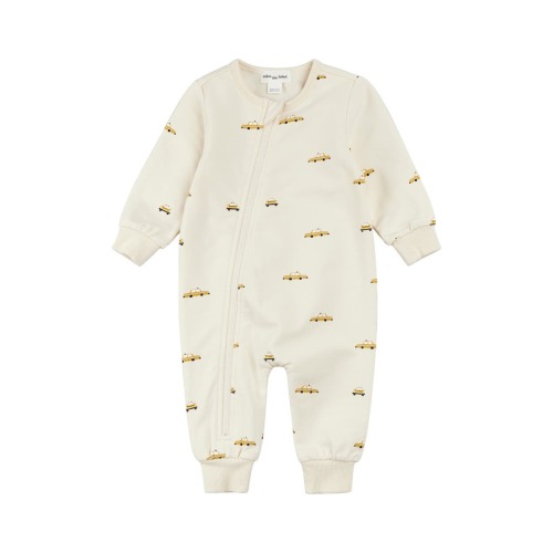 Taxi Print French Terry Zip Romper (3 Months)