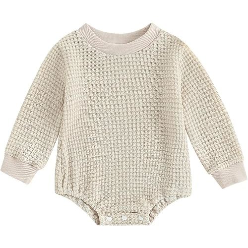 BOIBOKOKO Fall Newborn Baby Girl Boy Clothes Solid Color Sweatshirt Romper Crewneck Sweater Onesie Cute Winter Outfits
