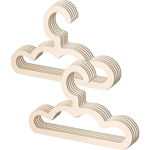 10 Pcs Wooden Hangers for Baby Closet, 8.6 inch Cute Wood Clothes Hangers, Anti-Slip Closet Organizer for Kids