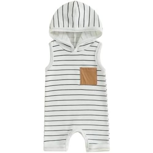 BemeyourBBs Newborn Baby Boy Smmer Clothes Hooded Sleeveless Romper Jumpsuit One Piece Outfit