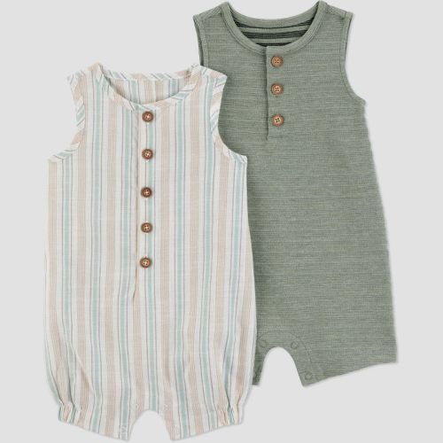 Carter's Just One You®️ Baby Boys' Striped 2pk Romper Set - Green 3m