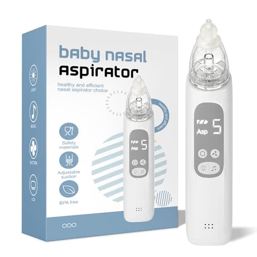 X-Bosak Baby Nasal Aspirator, Electric Nose Sucker with 5 Levels Suction, Soothing Light & Nursery Rhymes (White)