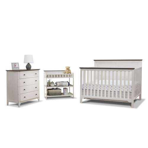 Sorelle Furniture Farmhouse 3-Piece Nursery Set in Chocolate and White