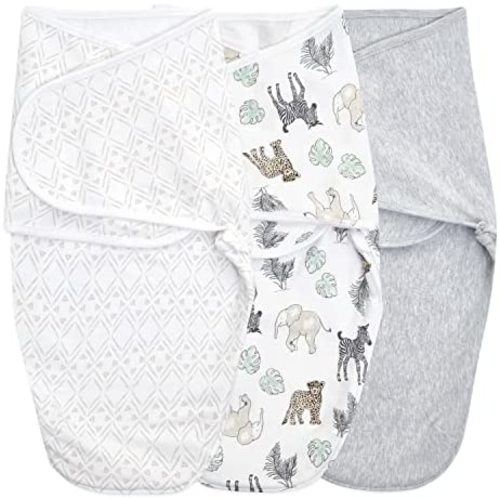 aden + anais Essentials Easy Wrap Swaddle, Cotton Knit Baby Wrap, Newborn Wearable Swaddle Sleep Sack, 3 Pack, Toile, 0-3 Months, Small/Medium